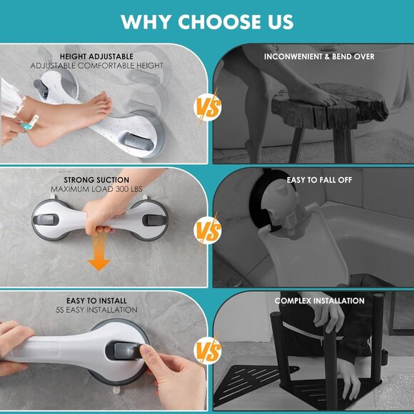 Yeonmi Shower Foot Rest, Shower Stool with Powerful Suction - Picture 4 of 7